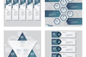 Collection of 4 blue color design template