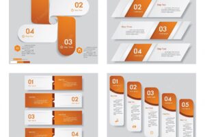 Collection of 4 orange color design template