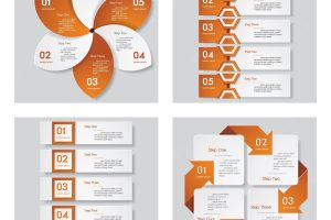 Collection of 4 orange color design template