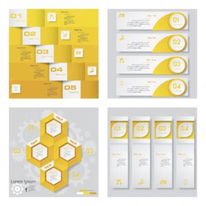 Collection of 4 yellow color design template.