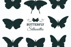 Collection of eight butterfly silhouettes