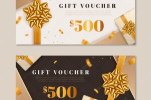 Collection of golden gift vouchers