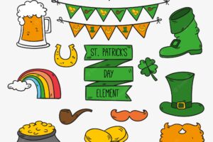 Collection of hand-drawn st. patrick's day items
