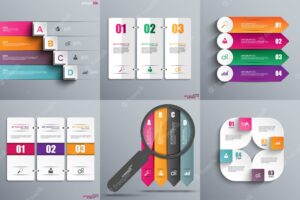 Collection paper infographic elements data visualization
