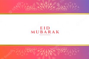 Colorful eid mubarak festival banner with lanterns