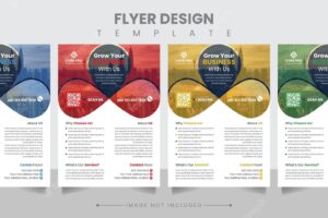 Corporate business 4 different color a4 flyer banner poster leaflet template design vector