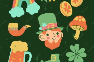 Creative drawn st. patrick's day elements set