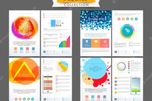 Creative professional business flyers collection with abstract design and infographic elements