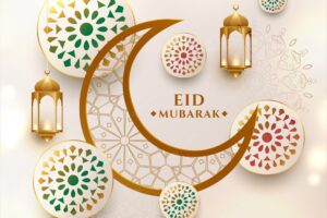 Crescent moon eid mubarak festival greeting card
