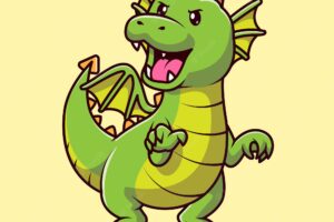 Cute angry green dragon cartoon vector icon illustration. animal nature icon concept isolated flat