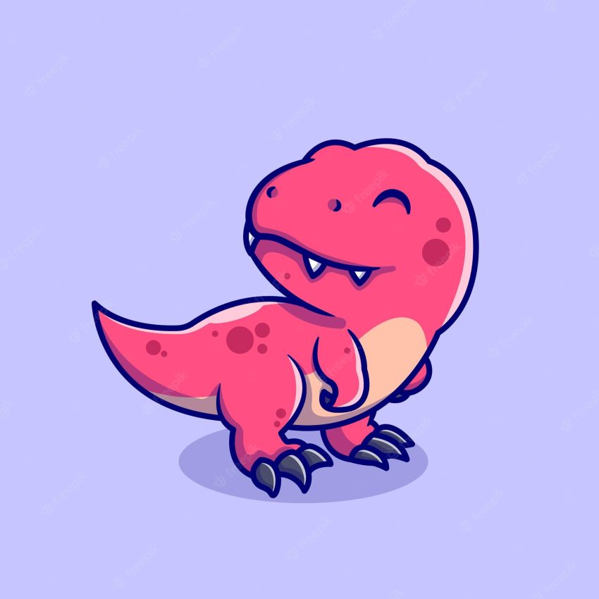 Cute baby tyrannosaurus cartoon character. animal dino isolated.