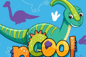 Cute dinosaur character with font design for word cool dinosaur