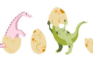 A cute dinosaurs hatching from eggs newborn cute dinosaurs set