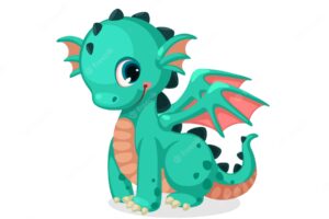 Cute green dragon cartoon vector