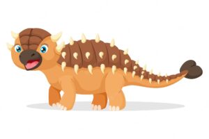 Cute happy ankylosaurus cartoon on white background