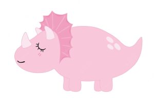 Cute pastel triceratops pink dino smile with eye closing isolated on a white background. minimal flat cartoon illustration. vector.