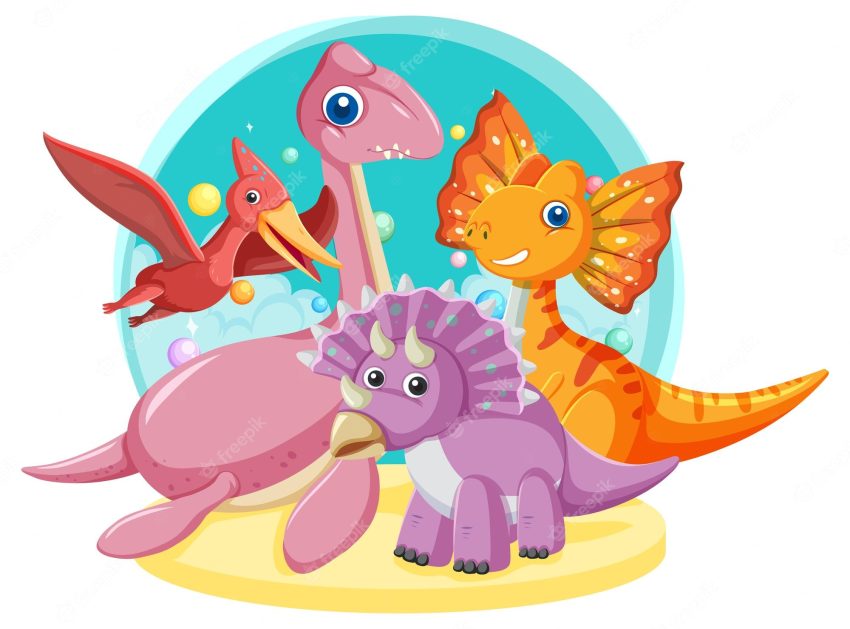 Cute stegosaurus dinosaur and baby