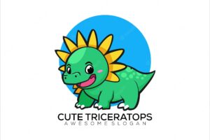 Cute triceratops logo design mascot