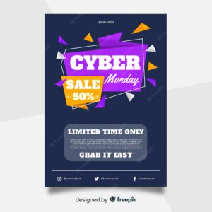 Cyber monday flyer template in flat design