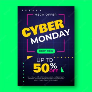 Cyber monday flyer template in flat design