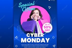 Cyber monday flyer template with photo