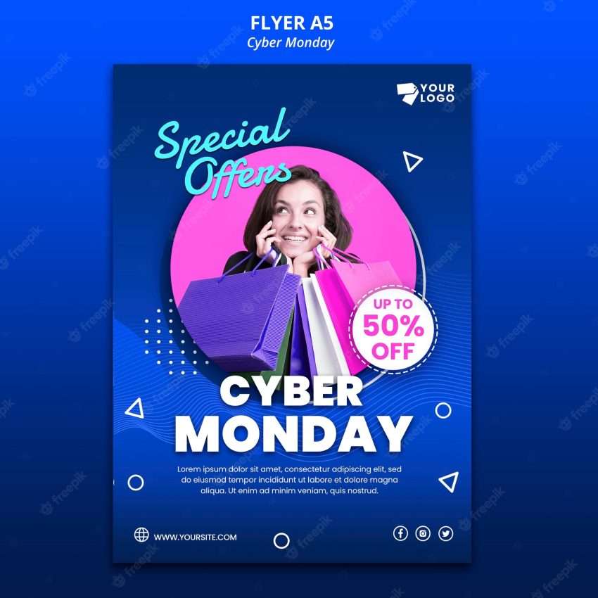 Cyber monday flyer template with photo