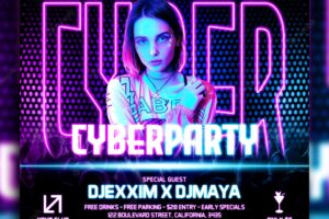 Cyberpunk party flyer social media post template