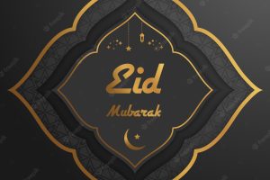 Dark theme eid mubarak greeting in paper style