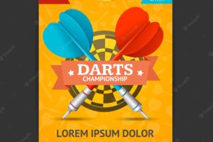 Darts tournament poster card template vector