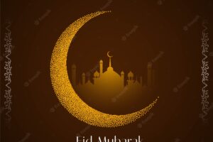 Decorative eid mubarak festival with dotted moon