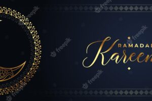 Decorative ramadan kareem arabic style golden moon banner