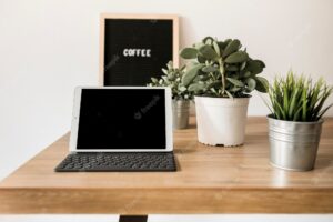 Desktop with tablet