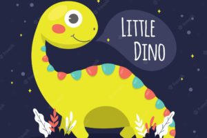 Detailed flat design baby dinosaur