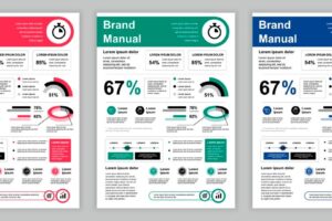 Din a business brand manual templates set company identity brochure page with infographic data