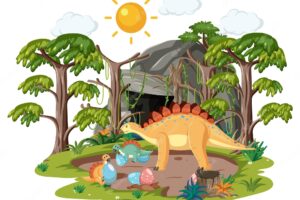 Dinosaur in the forest isolated