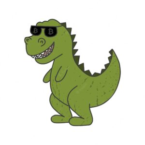 Dinosaur with glasses bitcoin cool dino vector illustration character cartoon