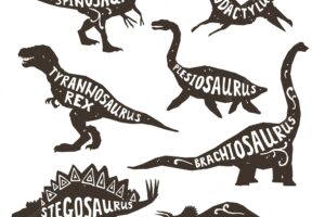 Dinosaurs silhouettes with lettering