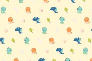 Doodle cute and simple dinosaur background