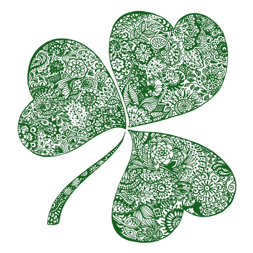 Doodle zentangle clover shamrock saint patrick's day vector isolated