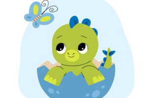 Drawn baby dinosaur illustrated