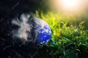 Earth planet dirty and polluted environmental protection and waste reduction