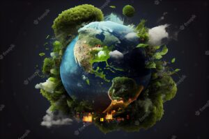 Ecology concept with earth planet generative ai