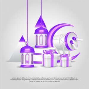 Eid al adha mubarak beautiful islamic moon gift lamp drum vector design