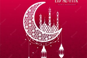 Eid al fitr background with ornamental moon
