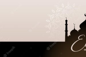 Eid festival banner with mosque silhouette