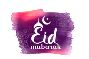 Eid mubarak background made with purple watercolor