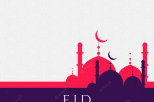 Eid mubarak background vector stock illustration with mosque and clear background