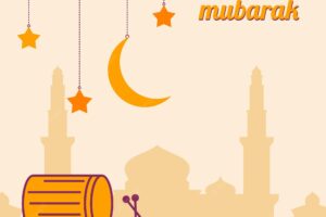 Eid mubarak background with bedug design