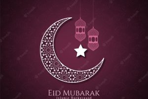 Eid mubarak background with crescent moon