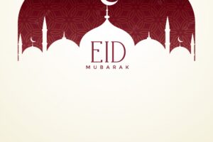 Eid mubarak background with mosque and text space